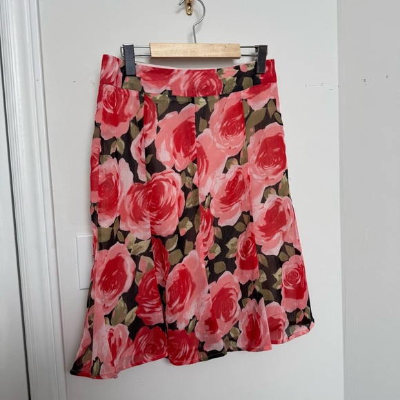 Vintage Floral Red Skirt whimsigoth boho punk 5/6 coquette - Picture 2 of 5